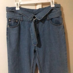 High Waisted Belted Bell Bottoms